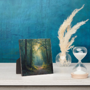 Sunlit Forest Path with Golden Glow — Fine Art Can Plaque