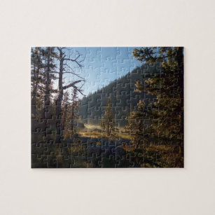 Sunlit Frosted Pine Trees at Dream Lake Jigsaw Puzzle