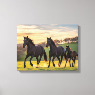 Sunlit Gallop – Majestic Horses Running Wall Art
