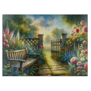 Sunlit Garden Pathway Gate Scene Cutting Board