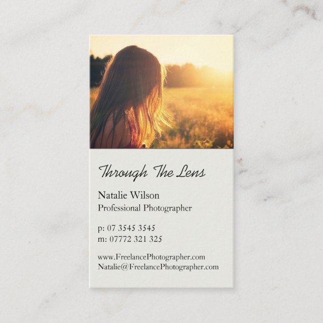 Sunlit Girl Portrait Pro Photography Business Card (Front)