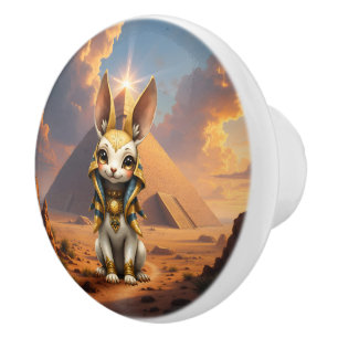 Sunlit Guardian – Desert Relic Bunny. Ceramic Knob