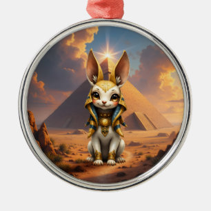 Sunlit Guardian – Desert Relic Bunny. Metal Tree Decoration