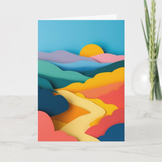 Sunlit Layered Mountain Sunrise Card (Front)