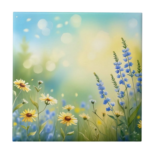 Sunlit Meadow Watercolor Tile (Front)