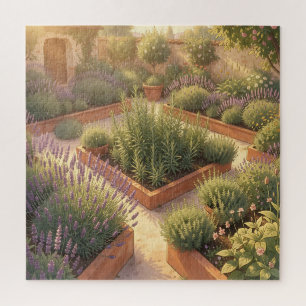 Sunlit Mediterranean Herb Garden Lavender Rosemary Jigsaw Puzzle
