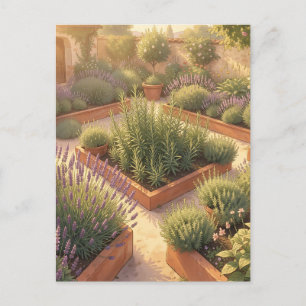 Sunlit Mediterranean Herb Garden Lavender Rosemary Postcard