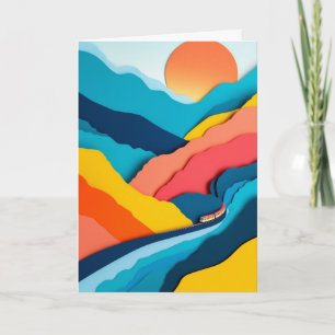 Sunlit Mountain Train Journey Card