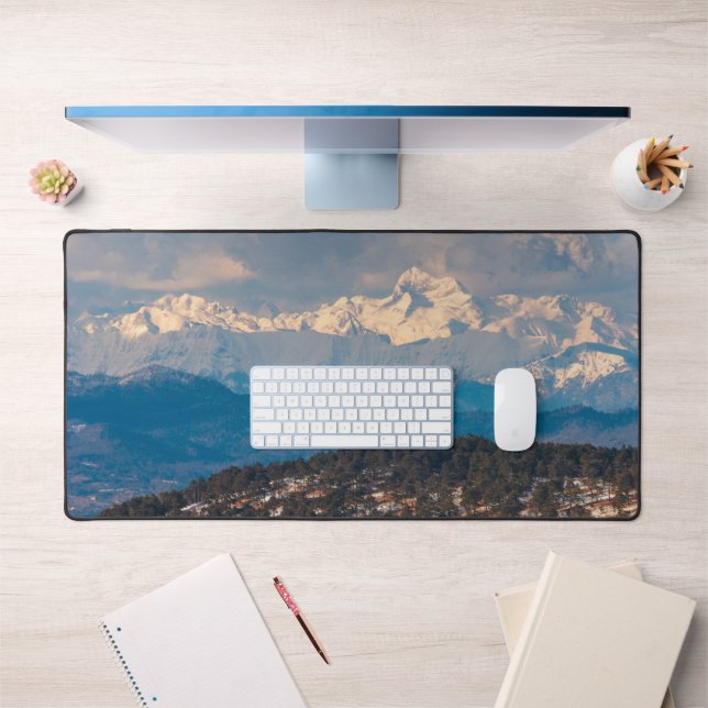 Sunlit mountain Triglav orange grass Desk Mat (Office 1)