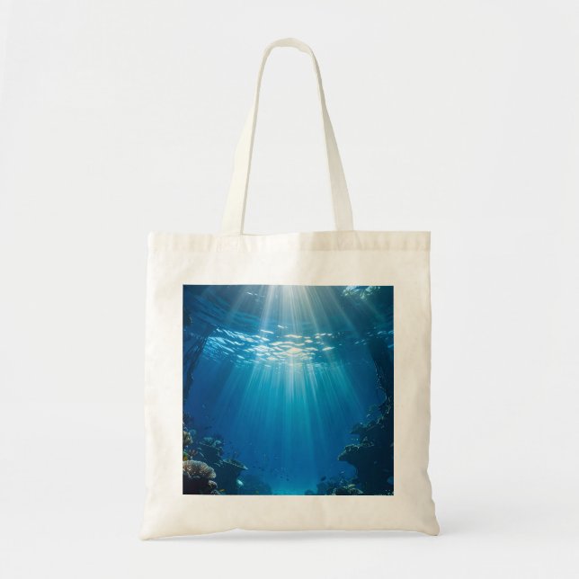 Sunlit Ocean Coral Reef Tote Bag (Front)