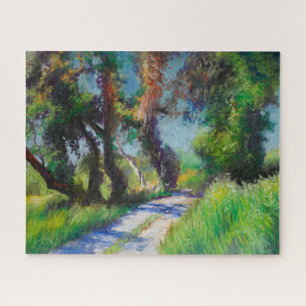 Sunlit Olive Grove Pastel Landscape Jigsaw Puzzle