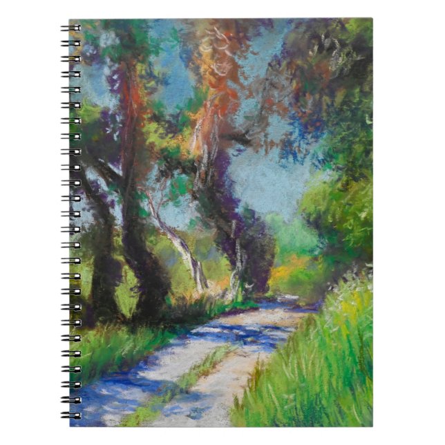 Sunlit Olive Grove Pastel Landscape Notebook (Front)