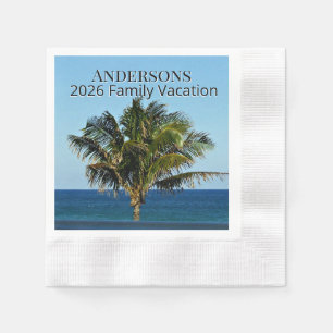 Sunlit Palm Outlook   Family Name & Trip Year Napkin