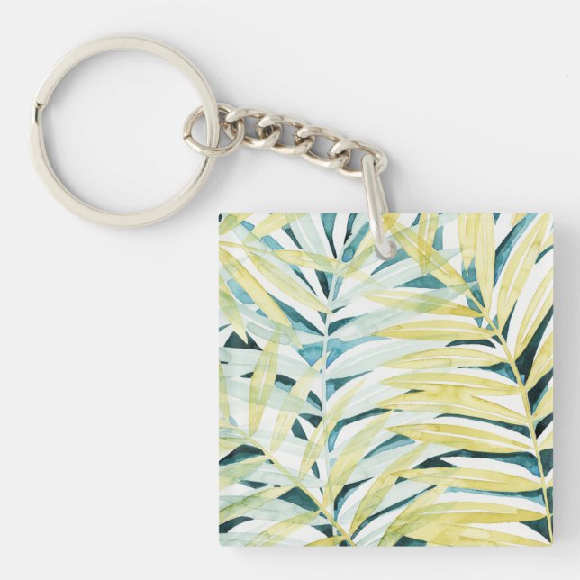 Sunlit Palms - Palm Tree Leaves Key Ring (Front)