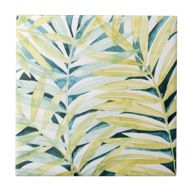 Sunlit Palms - Palm Tree Leaves Tile (Front)