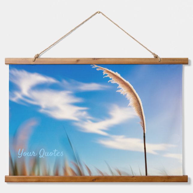 Sunlit Pampas Grass Against Deep Blue Sky Hanging Tapestry (Front)