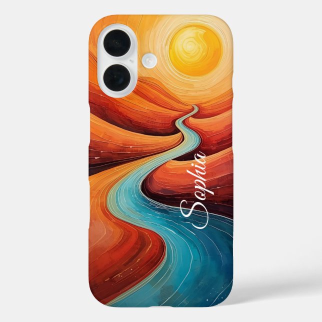 Sunlit Path – Abstract Winding River Art Print Case-Mate iPhone Case (Back)