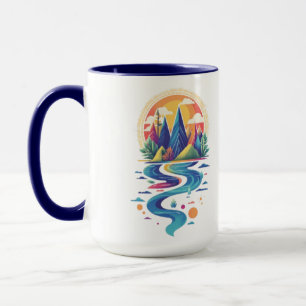 Sunlit Peaks and Flowing River Mug
