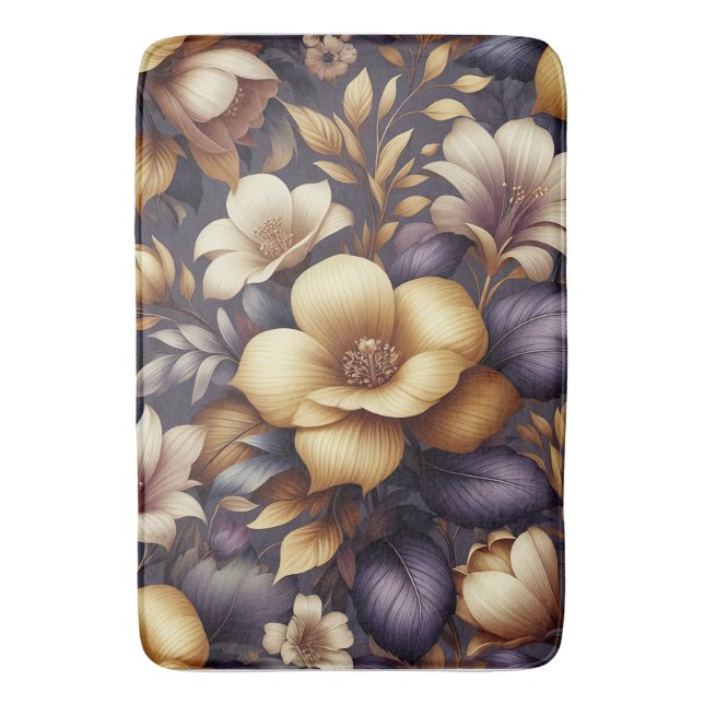 Sunlit Petals and Purple Haze Bath Mat (Front Vertical)