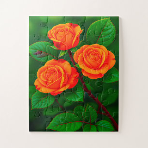 Sunlit Petals   Radiant Orange Blooms Jigsaw Puzzle