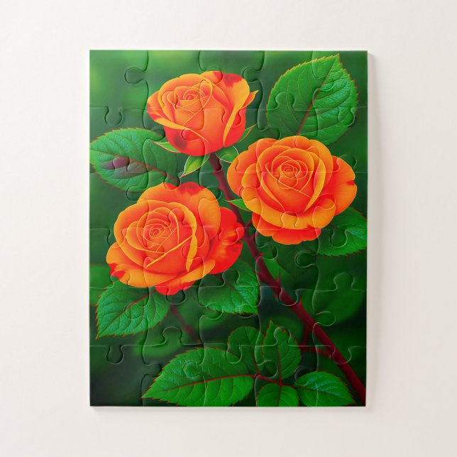 Sunlit Petals | Radiant Orange Blooms Jigsaw Puzzle (Vertical)
