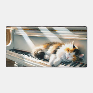 Sunlit Piano Cat Cottagecore Dream Desk Mat