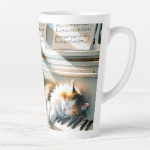 Sunlit Piano Cat Cottagecore Dream Latte Mug