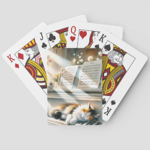 Sunlit Piano Cat Cottagecore Dream Playing Cards