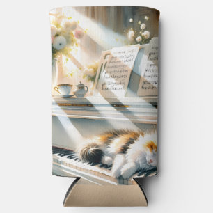Sunlit Piano Cat Cottagecore Dream Seltzer Can Cooler