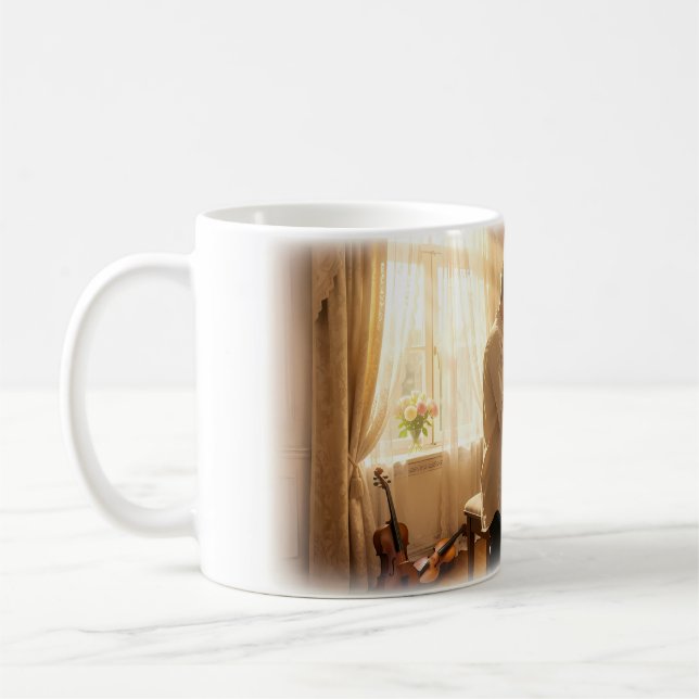Sunlit Piano Romance and Quiet Love Mug (Left)
