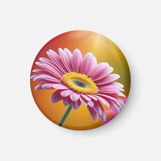 Sunlit pink daisy floral magnet (Front)