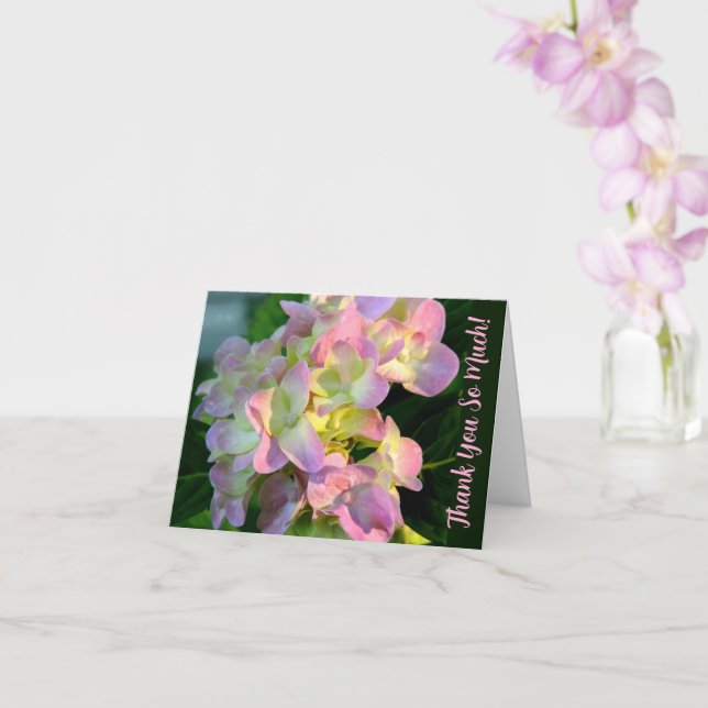Sunlit Pink Hydrangea Thank You So Much Card (Orchid)