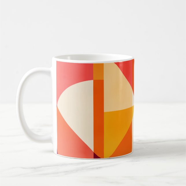 Sunlit Plum Orange Geometric Abstract Coffee Mug (Left)