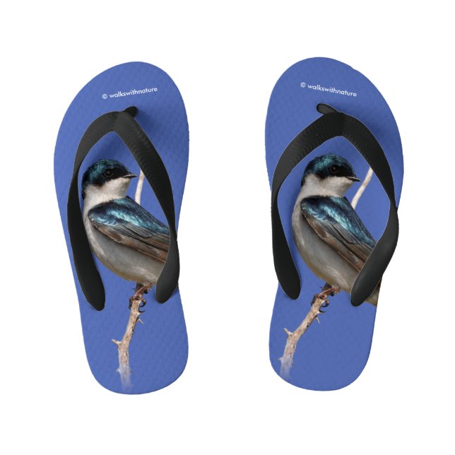 Sunlit Profile of a Tree Swallow Songbird Kid's Flip Flops (Footbed)
