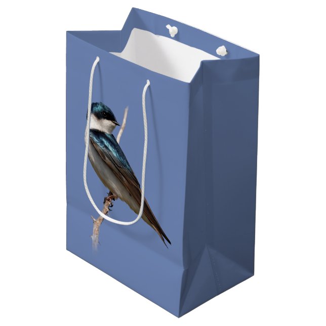 Sunlit Profile of a Tree Swallow Songbird Medium Gift Bag (Front Angled)