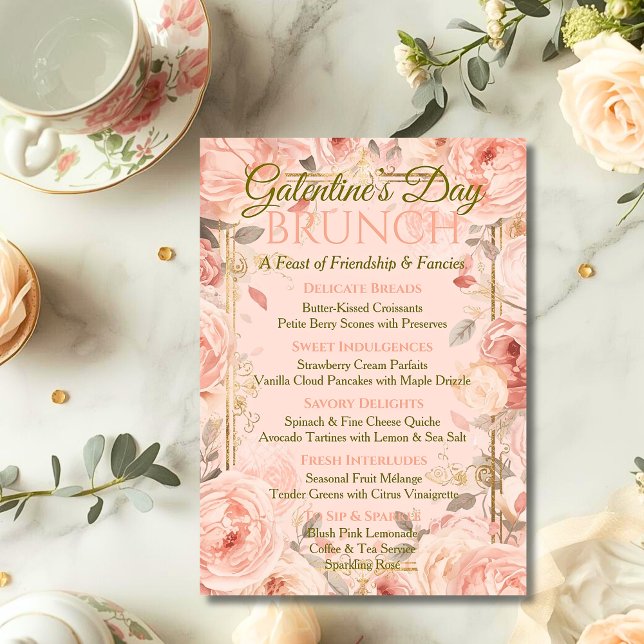 Sunlit Rococo Garden Galentine Brunch Florals Tea Invitation (Creator Uploaded)
