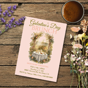 Sunlit Rococo Garden Galentine Brunch Florals Tea Invitation