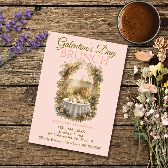 Sunlit Rococo Garden Galentine Brunch Florals Tea Invitation (Creator Uploaded)