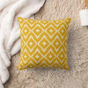Sunlit Sands – Yellow Boho Moroccan Geometry Cushion