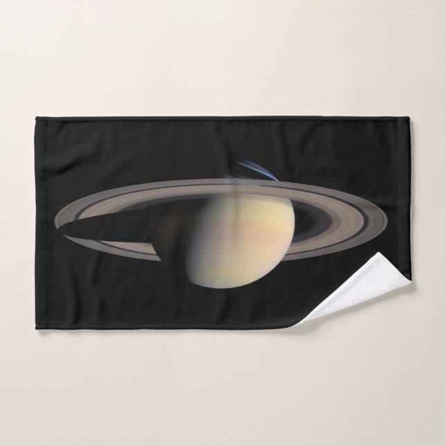 Sunlit Saturn Gas Giant Planet by Cassini Bath Towel Set (Hand Towel)