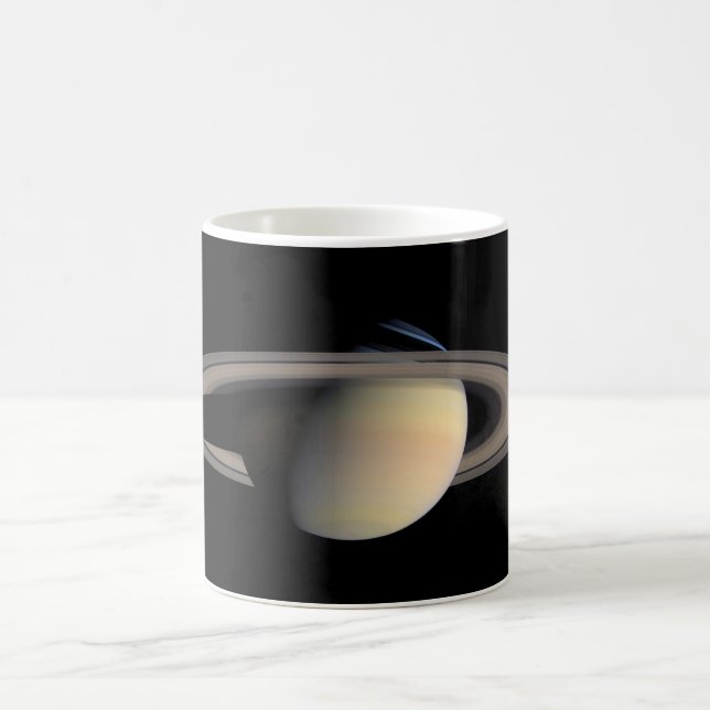 Sunlit Saturn Gas Giant Planet by Cassini Coffee Mug (Center)