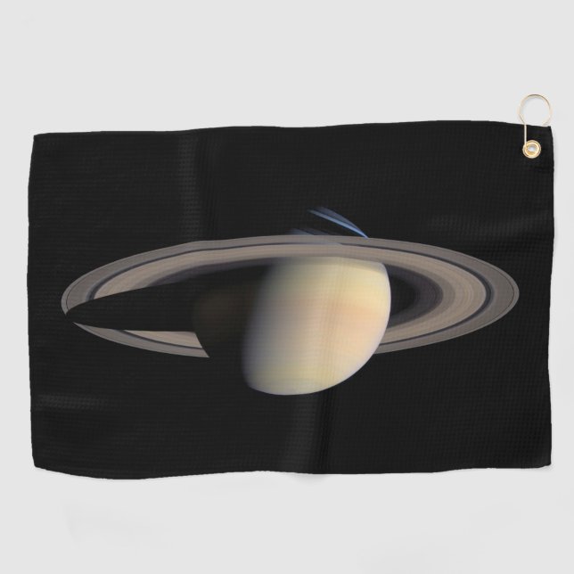 Sunlit Saturn Gas Giant Planet by Cassini Golf Towel (Horizontal)