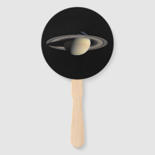 Sunlit Saturn Gas Giant Planet by Cassini Hand Fan