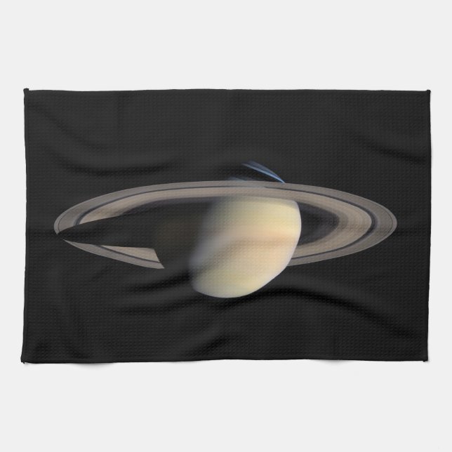 Sunlit Saturn Gas Giant Planet by Cassini Tea Towel (Horizontal)