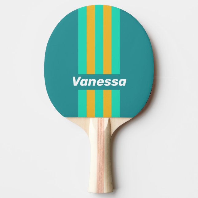 Sunlit Seas Pin Stripes with Name Ping Pong Paddle (Front)