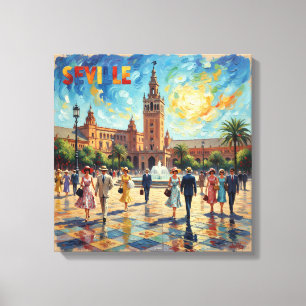 Sunlit Seville Plaza Elegance Canvas Art
