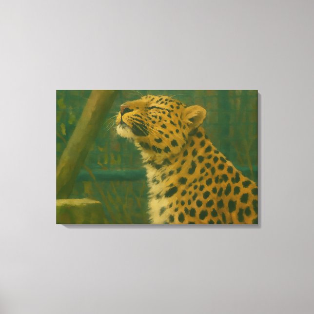 Sunlit Silence – Resting Leopard in Forest Light Canvas Print (Front)
