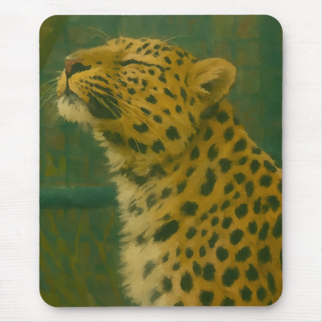 Sunlit Silence – Resting Leopard in Forest Light Mouse Mat (Front)