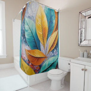Sunlit Skies   Abstract Leaf Masterpiece Shower Curtain