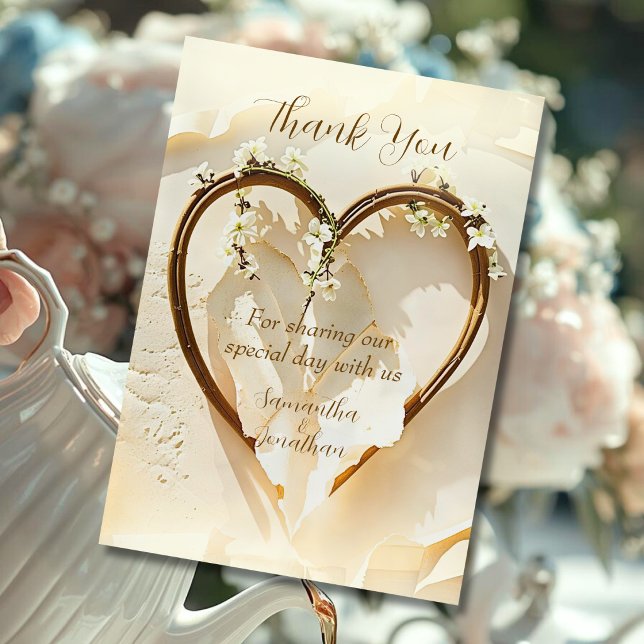 Sunlit Spring Heart Elegant Thank You Card (Creator Uploaded)